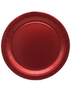 Piatto in carta rotondo metallizzato Cm. 27 - Confezione 15 pz - Rosso Red