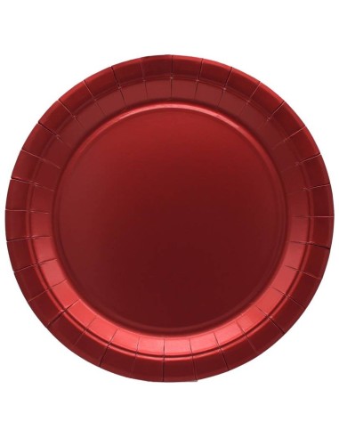 Piatto in carta rotondo metallizzato Cm. 32 - Confezione 8 pz - Rosso Red