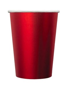 Bicchiere in carta metallizzato cc.250 - Confezione 15 pz - Rosso Red