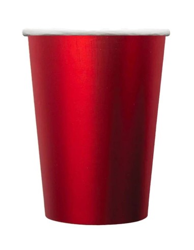 Bicchiere in carta metallizzato cc.250 - Confezione 15 pz - Rosso Red