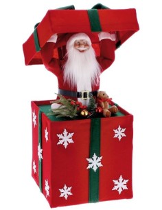 Pacco regalo con movimento Babbo Natale e led Cm. 41x41x90
