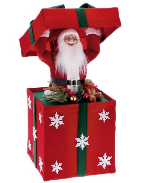 Pacco regalo con movimento Babbo Natale e led Cm. 41x41x90