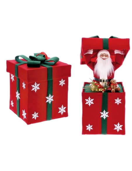 Pacco regalo con movimento Babbo Natale e led Cm. 41x41x90