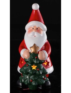 Albero di natale con Babbo Natale/Renna con led Cm. 7x17 2