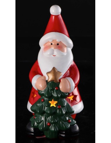 Albero di natale con Babbo Natale/Renna con led Cm. 7x17