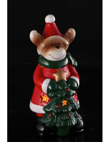 Albero di natale con Babbo Natale/Renna con led Cm. 7x17