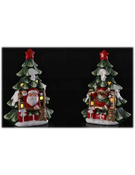 Decorazione albero di natale con led Babbo Natale/Renna Cm. 14x9x20