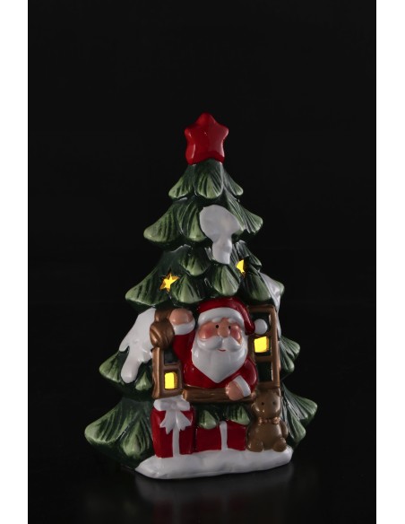 Decorazione albero di natale con led Babbo Natale/Renna Cm. 14x9x20