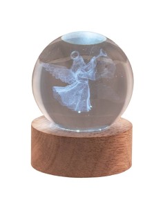 Sfera crystal media Cm. 6 con base in legno e led - Angioletto