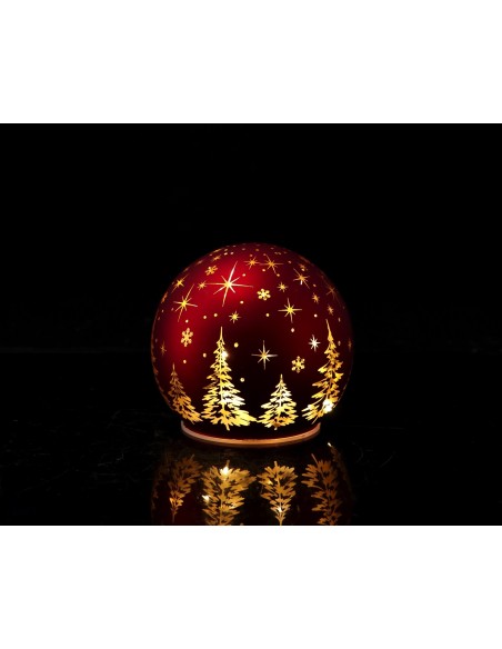 Sfera vetro decorata con 10 led Natalizia Cm. 12 - Colori assortiti