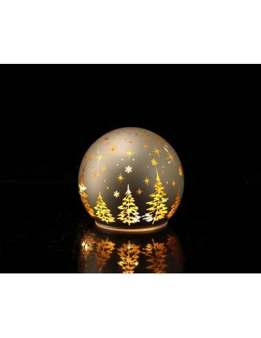 Sfera vetro decorata con 10 led Natalizia Cm. 12 - Colori assortiti