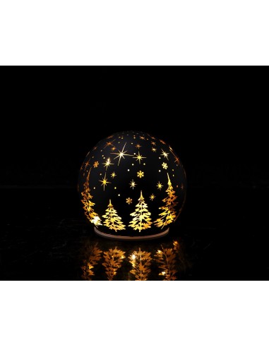 Sfera vetro decorata con 10 led Natalizia Cm. 12 - Colori assortiti
