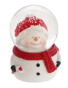 Sfera natalizia palla di neve con base testa Cm. 5x7