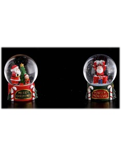 Sfera natalizia palla di neve con base 3D e led Cm. 8x11 - Modelli assortiti