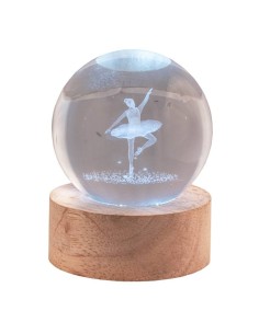 Sfera crystal media Cm. 6 con base in legno e led - Ballerina