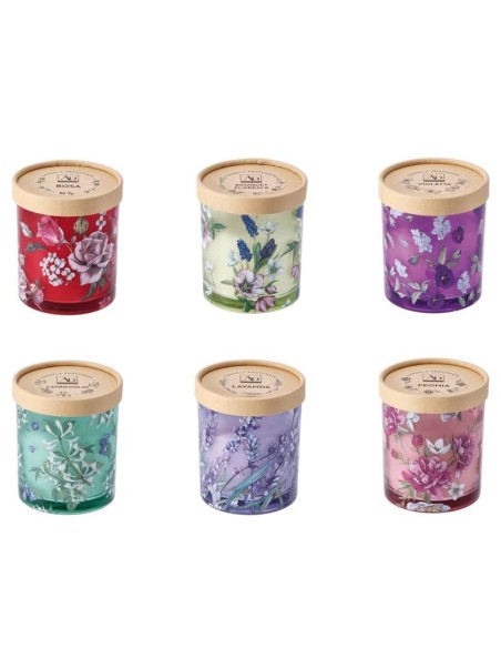Candela in vaso vetro profumata cm. 9x10 - Fragranze assortiti