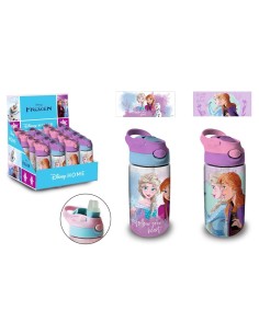 Borraccia trasparente con cannuccia a scatto e maniglia 480 ML - Frozen