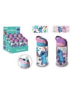 Borraccia trasparente con cannuccia a scatto e maniglia 480 ML - Stitch