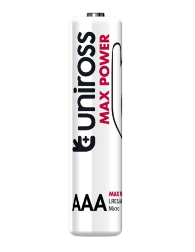 Blister 4 batterie alcaline Mini Stilo AAA Uniross Max Power