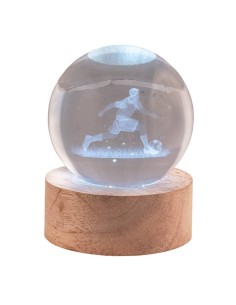 Sfera crystal media Cm. 6 con base in legno e led - Calciatore