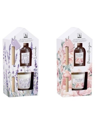 Set regalo casetta con diffusore essenze 100 ml + candela 120 gr. - Profumazioni assortite