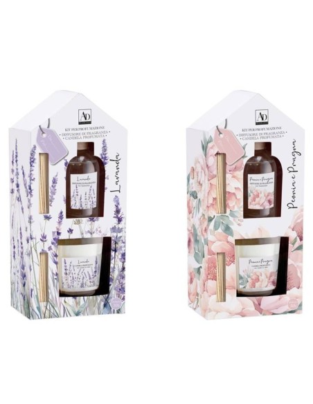 Set regalo casetta con diffusore essenze 100 ml + candela 120 gr. - Profumazioni assortite