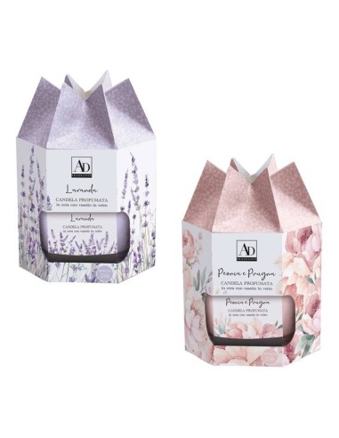 Candela in vasetto vetro profumata Cm. 7x8 - Fragranze assortite