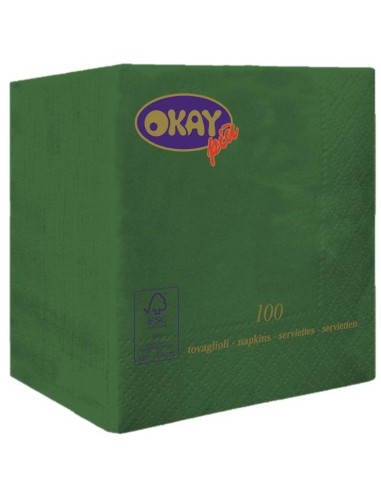 Tovaglioli ovatta 2 veli FSC-ECL Cm. 25x25 - Confezione 100 pz - Verde foresta