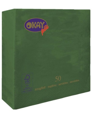 Tovaglioli ovatta 2 veli FSC-ECL Cm. 33x33 - Confezione 50 pz - Verde foresta