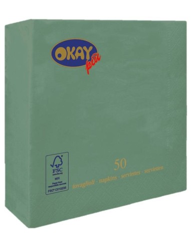 Tovaglioli ovatta 2 veli FSC-ECL Cm. 33x33 - Confezione 50 pz - Verde Salvia