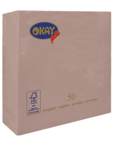Tovaglioli ovatta 2 veli FSC-ECL Cm. 33x33 - Confezione 50 pz - Noisette