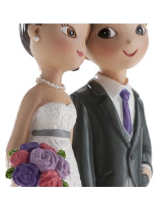 Cake topper resina deluxe Cm. 16 - Coppia sposi con cane 2