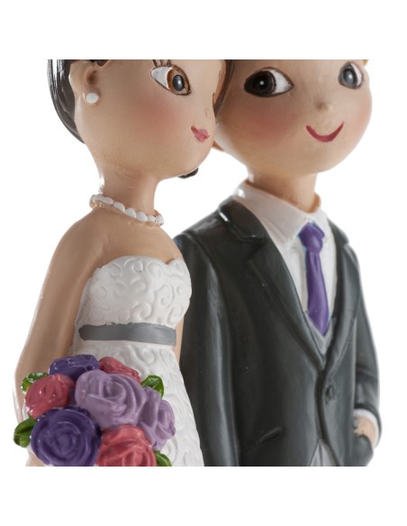 Cake topper resina deluxe Cm. 16 - Coppia sposi con cane
