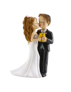 Cake topper resina deluxe Cm. 16 - Coppia sposi che brinda