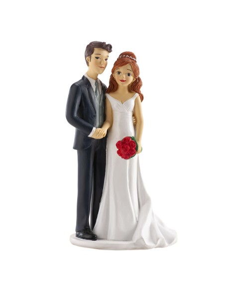 Cake topper resina deluxe Cm. 18 - Coppia sposi con bouquet