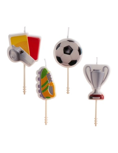 Candeline per torta 2D Cm. 8 - 4 pezzi - Calcio