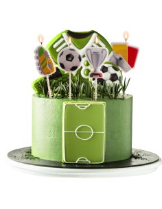 Candeline per torta 2D Cm. 8 - 4 pezzi - Calcio 2