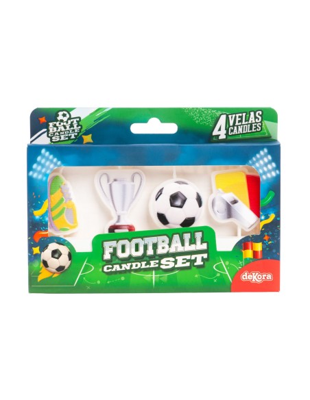 Candeline per torta 2D Cm. 8 - 4 pezzi - Calcio