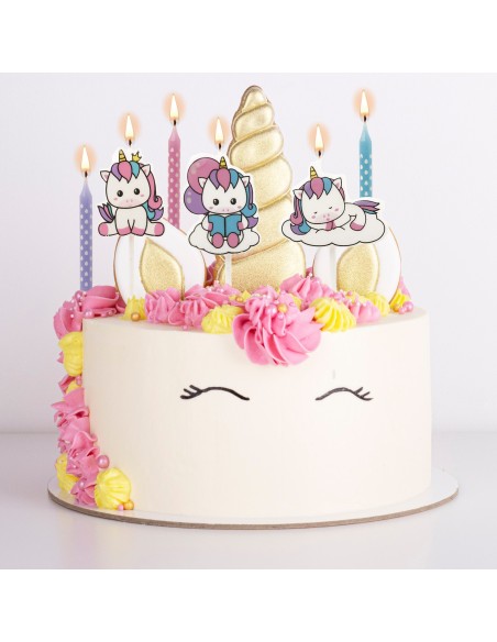 Candeline per torta 2D 6 pezzi – Unicorno