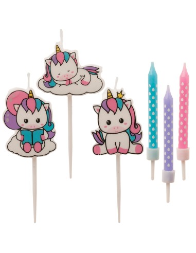 Candeline per torta 2D 6 pezzi – Unicorno