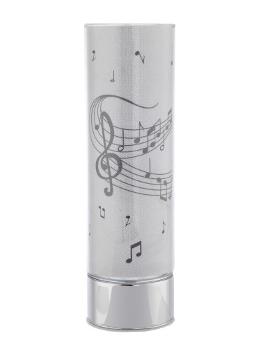 Lampada cilindro in vetro con led Cm. 30 - Note musicali
