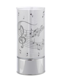 Lampada cilindro in vetro con led Cm. 20 - Note musicali