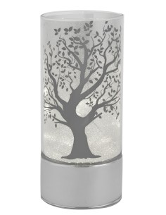 Lampada cilindro in vetro con led Cm. 20 - Albero della vita