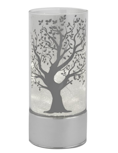Lampada cilindro in vetro con led Cm. 20 - Albero della vita