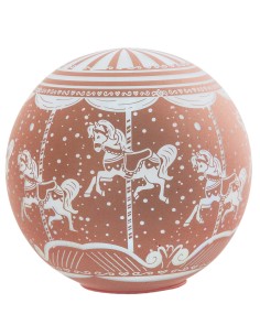 Lampada sfera in vetro con led Cm. 18 - Giostra cavalli rosa