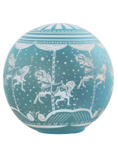 Lampada sfera in vetro con led Cm. 18 - Giostra cavalli celeste