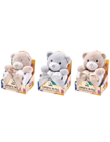 Peluche orsetto con coperta pail Cm. 75x90 – Modelli assortiti