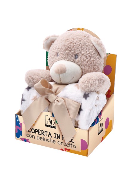 Peluche orsetto con coperta pail Cm. 75x90 – Modelli assortiti