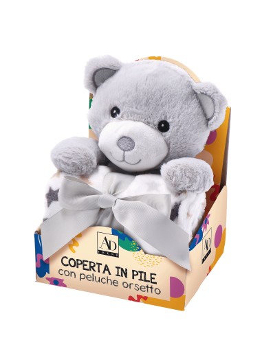 Peluche orsetto con coperta pail Cm. 75x90 – Modelli assortiti