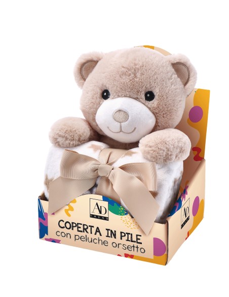 Peluche orsetto con coperta pail Cm. 75x90 – Modelli assortiti